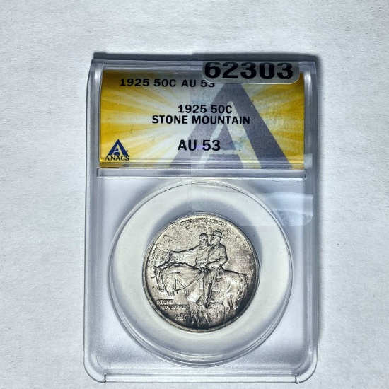 1925 Stone Mountain 50C ANACS AU 53