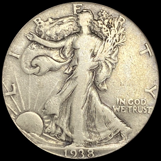 1938-D Silver Half Dollar Walking Liberty LIGHTLY CIRCULATED