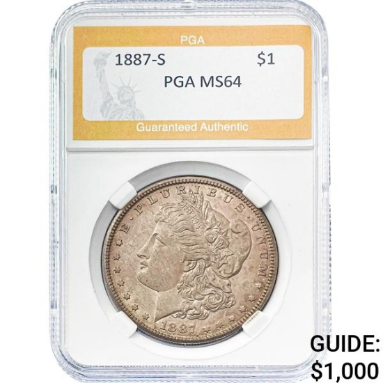 1887-S Morgan Silver Dollar PGA MS64