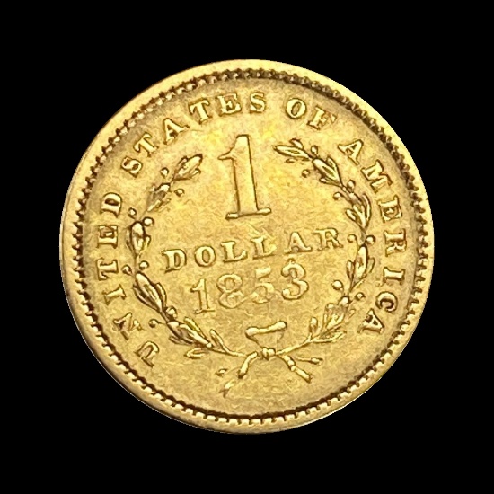 1853 Gold $1 Liberty Head Type 1 NEARLY UNCIRCULATED