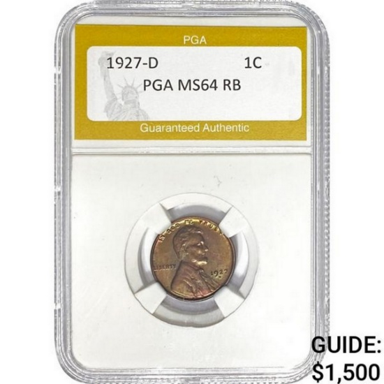 1927-D Lincoln Cent PGA RB PGA MS64