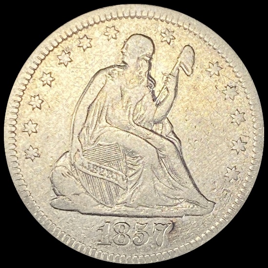 1857-O Seated Liberty Silver Quarter LIGHTLY CIRCULATED
