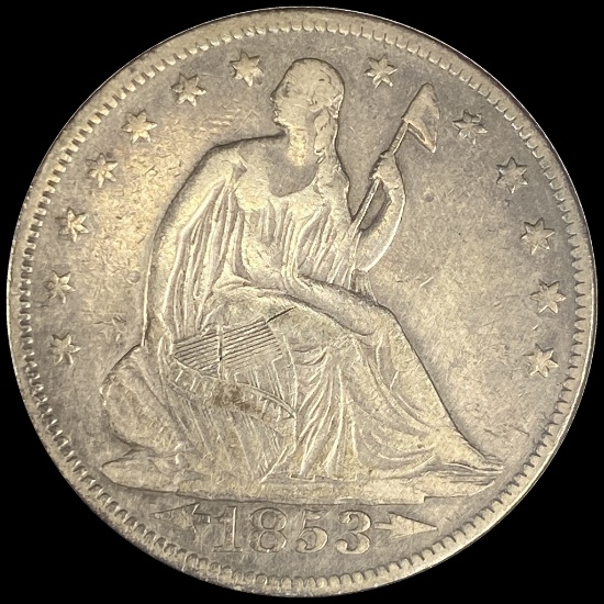 1853 Arrows Seated Liberty Half Dollar NICELY CIRCULATED