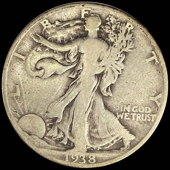 1938-D Silver Half Dollar Walking Liberty LIGHTLY CIRCULATED