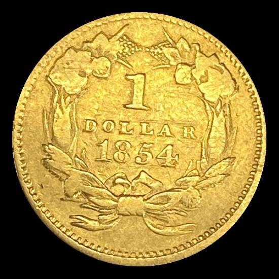 1854 Gold $1 Indian Princess Type 2 LIGHTLY CIRCULATED