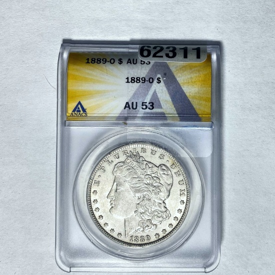 1889-O Morgan Dollar ANACS AU 53 SILVER
