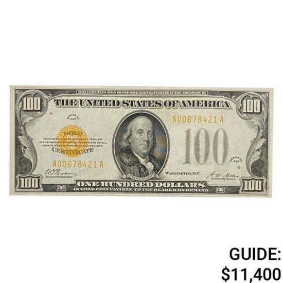 1928 $100 GOLD CERTIFICATE NOTE UNCIRCULATED