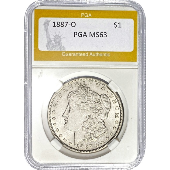 1887-O Morgan Silver Dollar PGA MS63