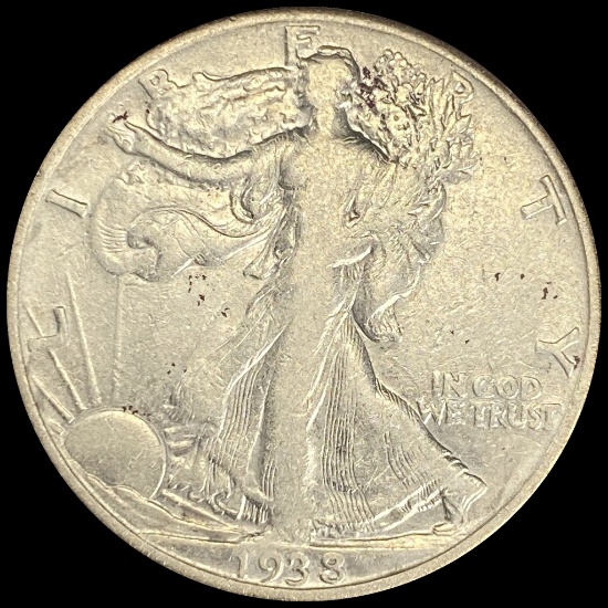 1938-D Silver Half Dollar Walking Liberty LIGHTLY CIRCULATED