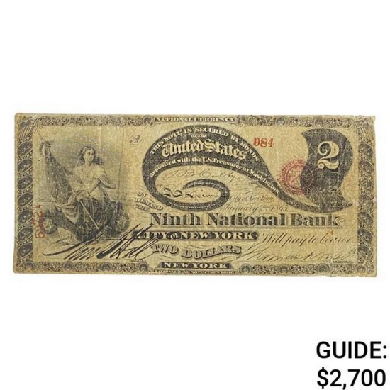 1862 $2 "LAZY DEUCE" NEW YORK, NY NATIONAL