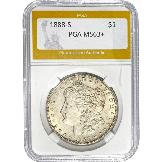 1888-S Morgan Silver Dollar PGA MS63+