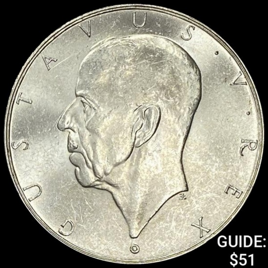 1938 Sweden Silver 2 Kroner UNCIRCULATED