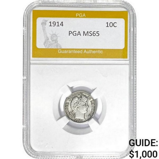 1914 Barber Dime PGA PGA MS65