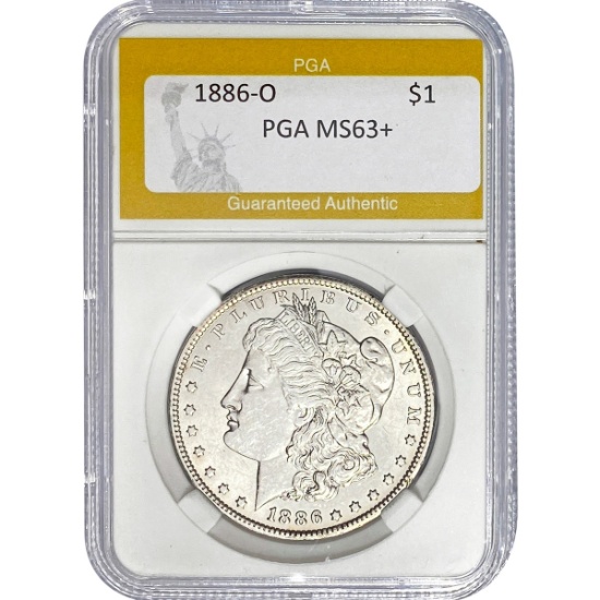 1886-O Morgan Silver Dollar PGA MS63+