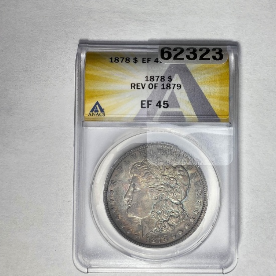 1878 Morgan Dollar Rev of 1879 ANACS EF 45 SILVER