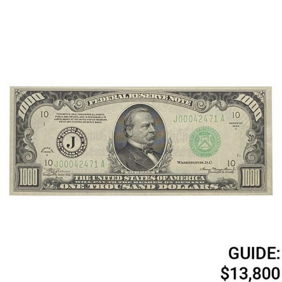 1934-A $1,000 FRN KANSAS CITY, MO UNCIRCULATED