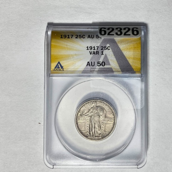 1917 Standing Liberty Quarter ANACS AU50