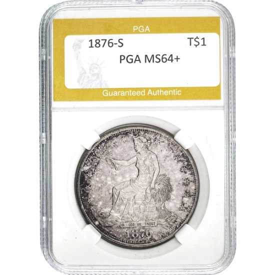 1876-S Silver Trade Dollar PGA MS64+