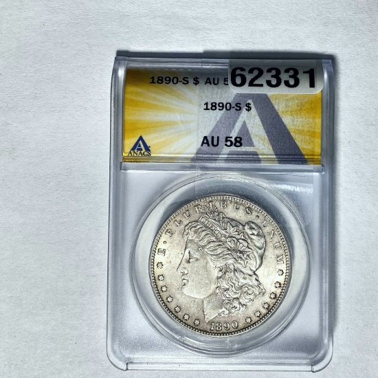 1890-S Morgan Dollar ANACS AU 58 SILVER