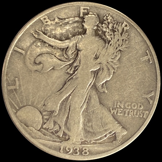1938-D Silver Walking Liberty Half Dollar LIGHTLY CIRCULATED