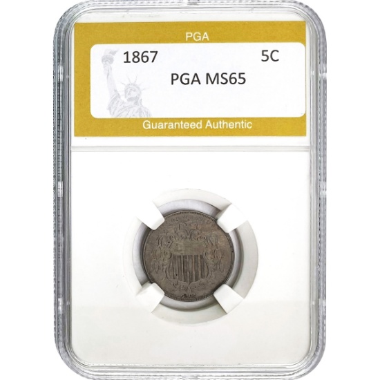 1867 Shield Nickel PGA MS65