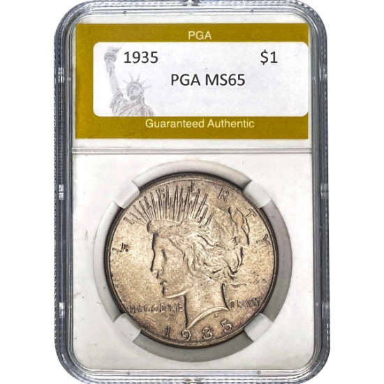 1935 Silver Peace Dollar PGA MS65