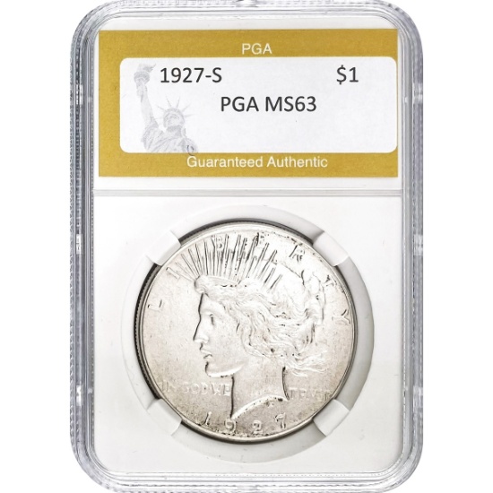 1927-S Silver Peace Dollar PGA MS63