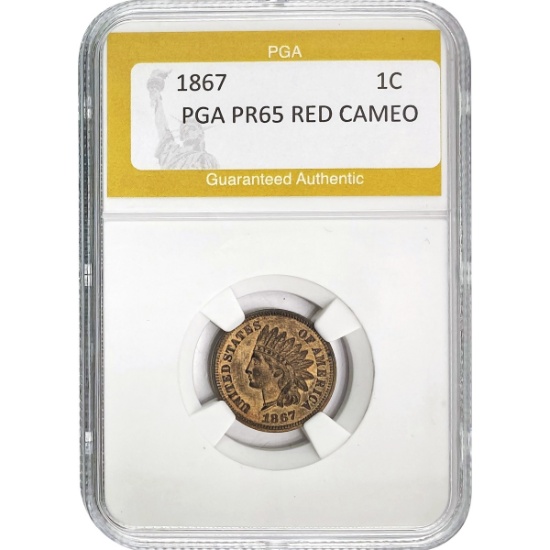 1867 Indian Head Cent PGA PR65 RED CAMEO