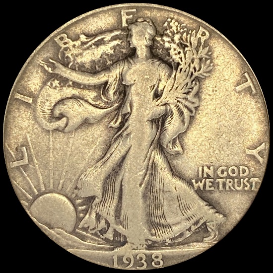 1938-D Silver Half Dollar Walking Liberty LIGHTLY CIRCULATED