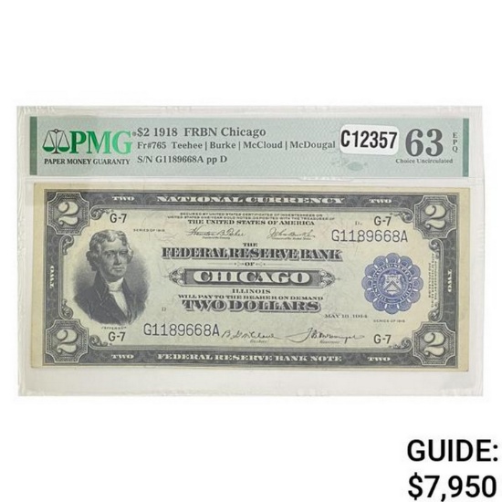 1918 $2 "BATTLESHIP" FRBN PMG UNCIRCULATED-63EPQ