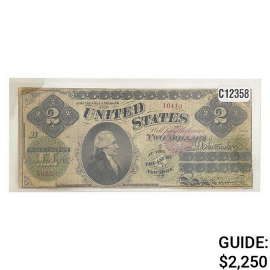 1862 $2 LEGAL TENDER USN VERY FINE