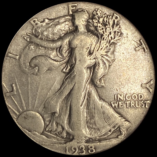 1938-D Silver Walking Liberty Half Dollar LIGHTLY CIRCULATED