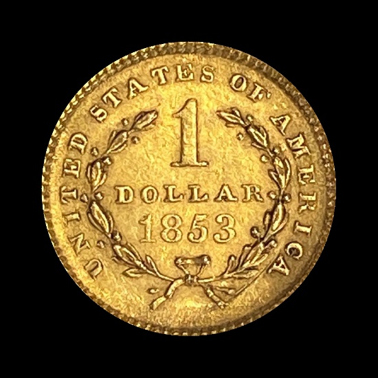 1853 Gold $1 Liberty Head Type 1 CLOSELY UNCIRCULATED