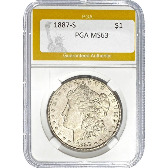 1887-S Morgan Silver Dollar PGA MS63