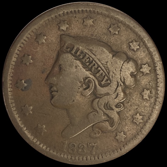 1837 Coronet Head Large Cent LIGHTLY CIRCULATED