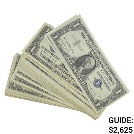 LOT OF (100) 1957 $1 SILVER CERTIFICATES GEM UNC