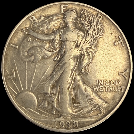 1938-D Silver Half Dollar Walking Liberty LIGHTLY CIRCULATED