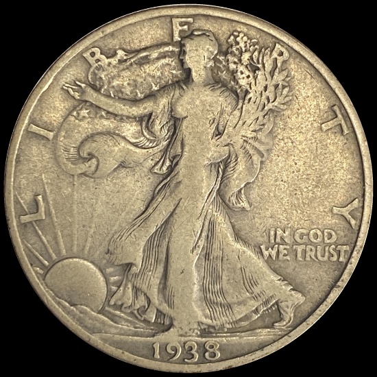 1938-D Silver Walking Liberty Half Dollar LIGHTLY CIRCULATED