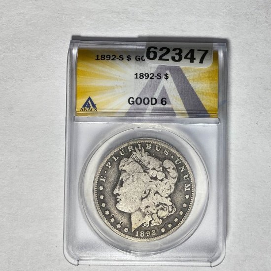 1892-S Morgan Dollar ANACS Good 6 SILVER