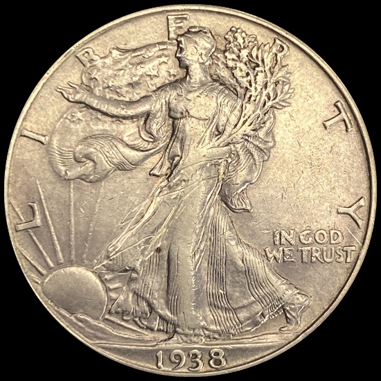 1938-D Silver Half Dollar Walking Liberty ABOUT UNCIRCULATED