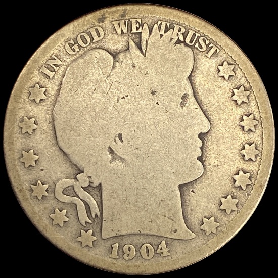 1904-S Silver Barber Half Dollar LIGHTLY CIRCULATED