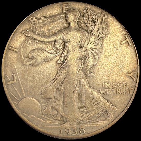 1938-D Silver Half Dollar Walking Liberty LIGHTLY CIRCULATED
