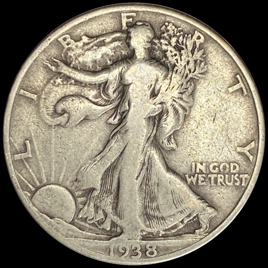 1938-D Silver Half Dollar Walking Liberty LIGHTLY CIRCULATED