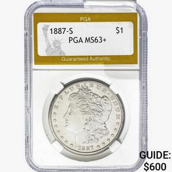1887-S Morgan Silver Dollar PGA MS63+