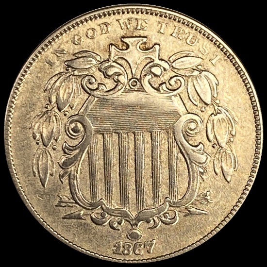 1867 Shield Nickel NEARLY UNCIRCULATED