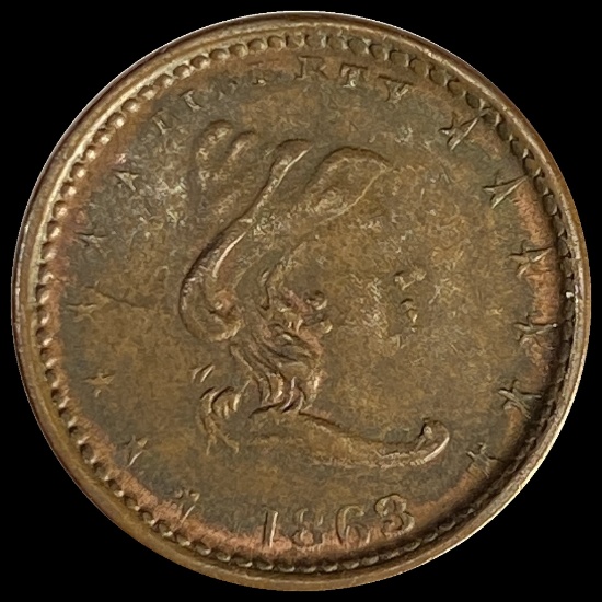 1863 Civil War Token - Liberty and Union HIGH GRADE