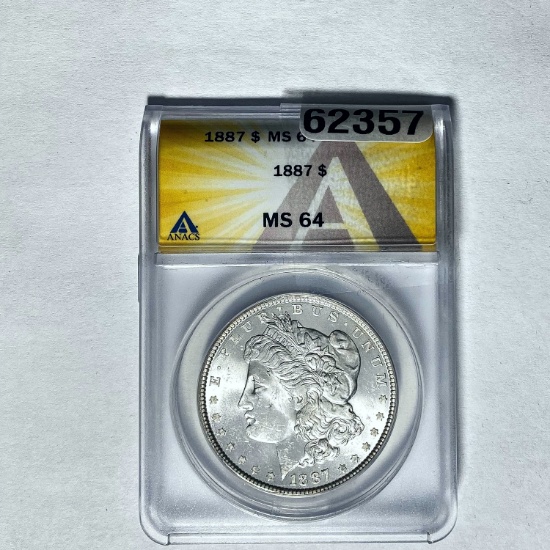 1887 Morgan Dollar ANACS MS 64 SILVER