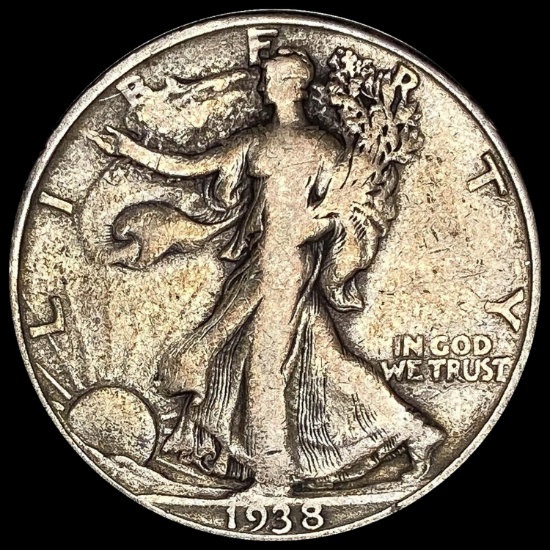 1938-D Silver Walking Liberty Half Dollar LIGHTLY CIRCULATED
