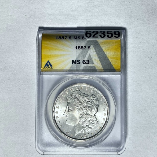 1887 Morgan Dollar ANACS MS 63 SILVER