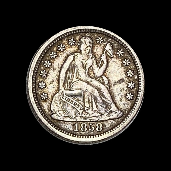 1858-O Silver Seated Liberty Dime LIGHTLY CIRCULATED